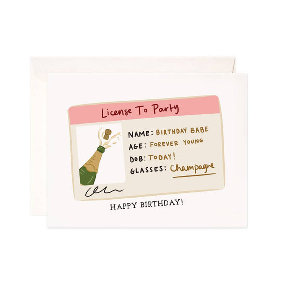 License to Party Birthday Card from Bloomwolf Studio