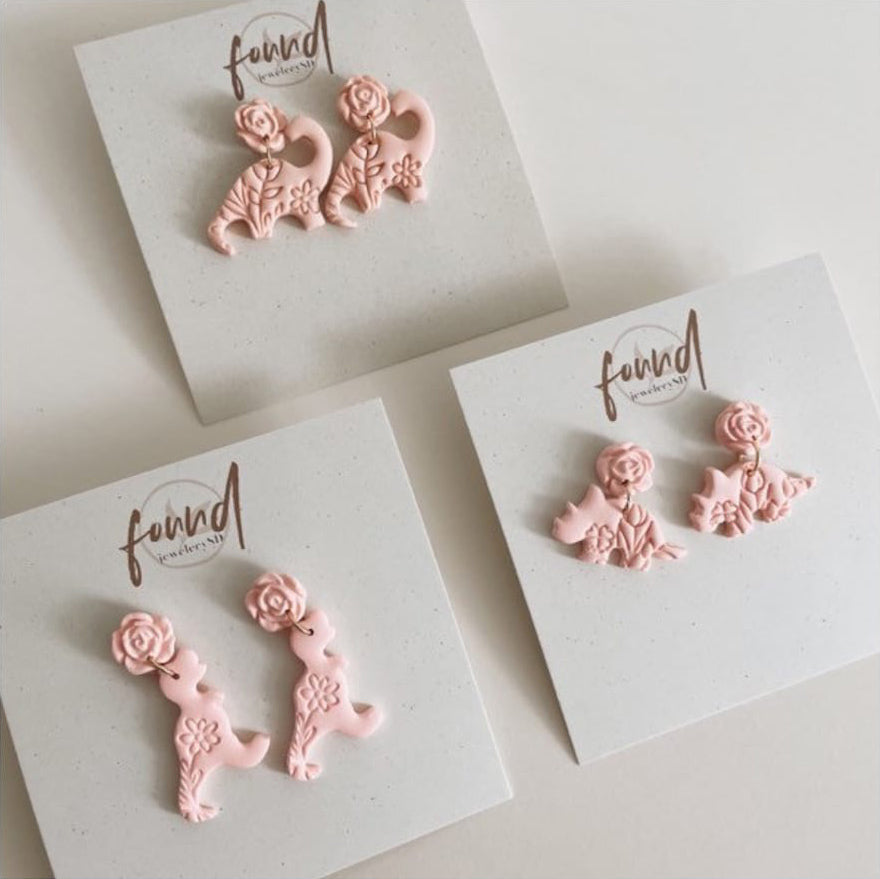 Floral Dinosaur Earrings