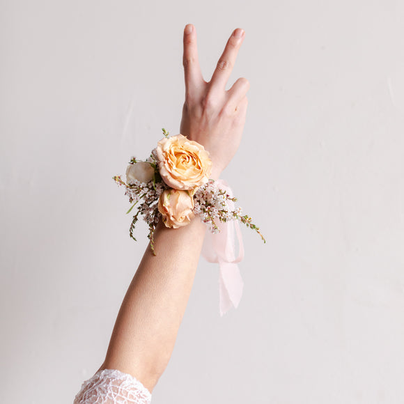 Floral wrist corsage from Native Poppy