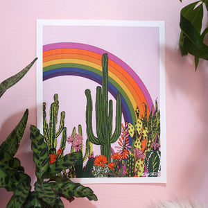Rainbow Cactus Art Print