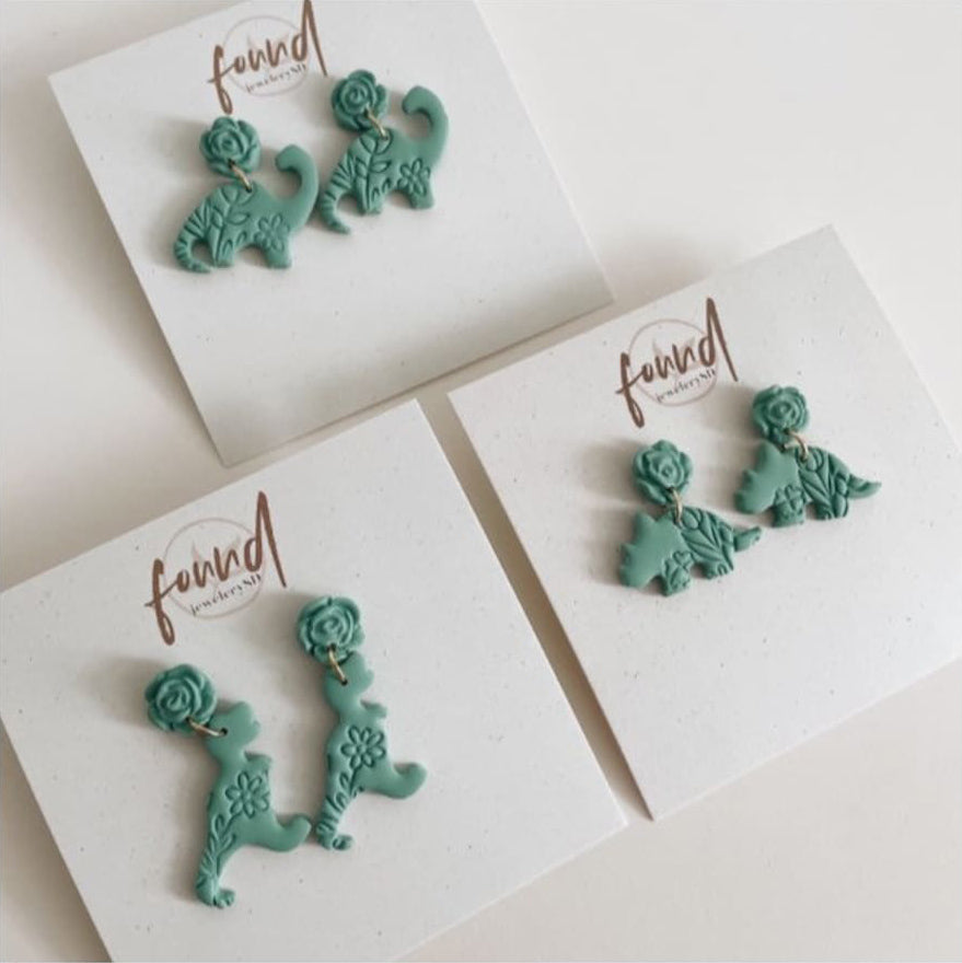 Floral Dinosaur Earrings