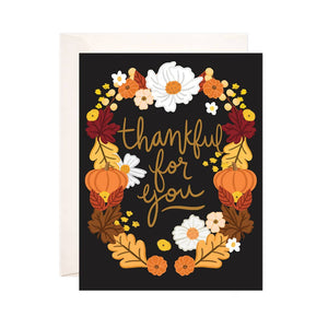 Thankful for You Card - fall foliage illustration